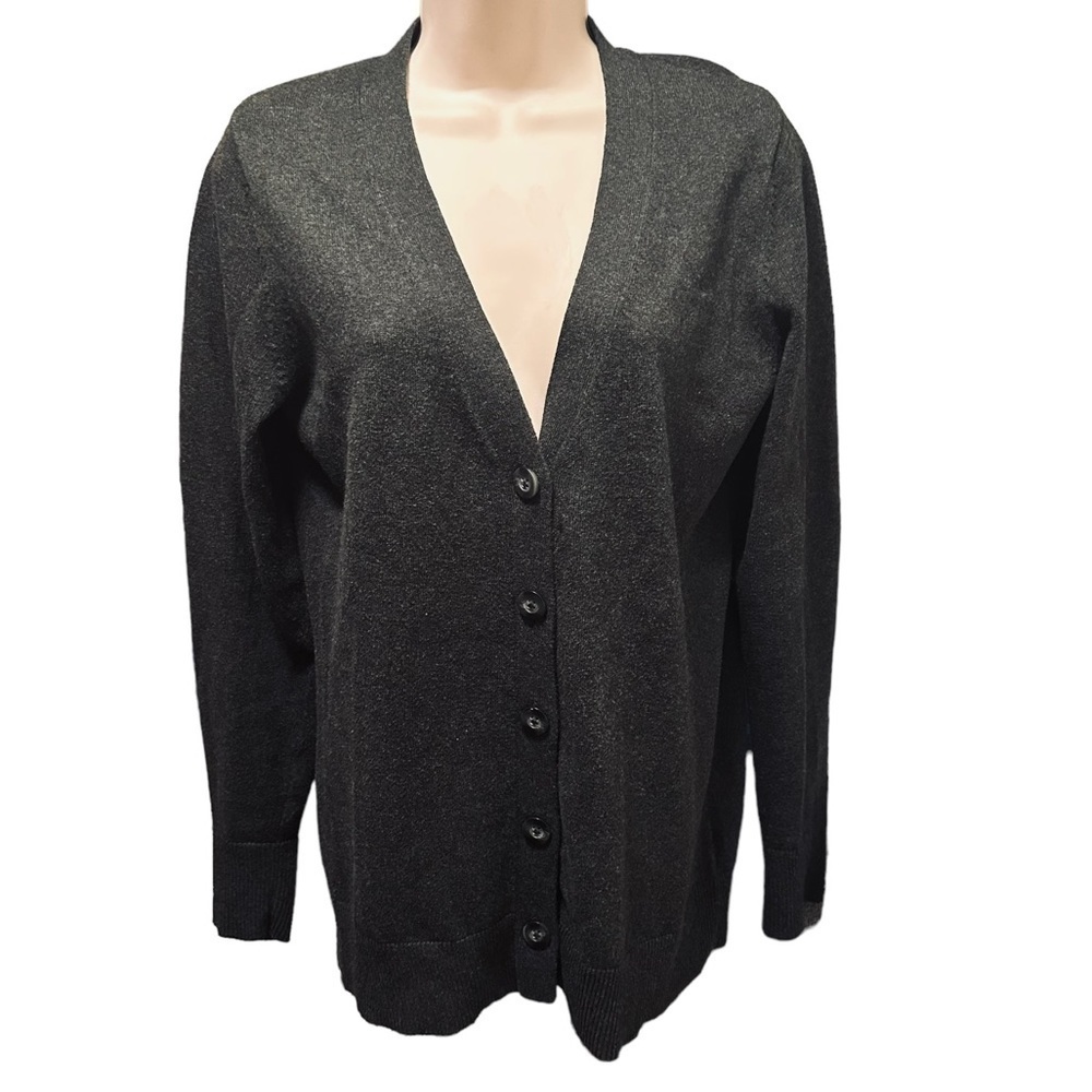 Eddie Bauer cotton cashmere cardigan sweater button v-neck medium